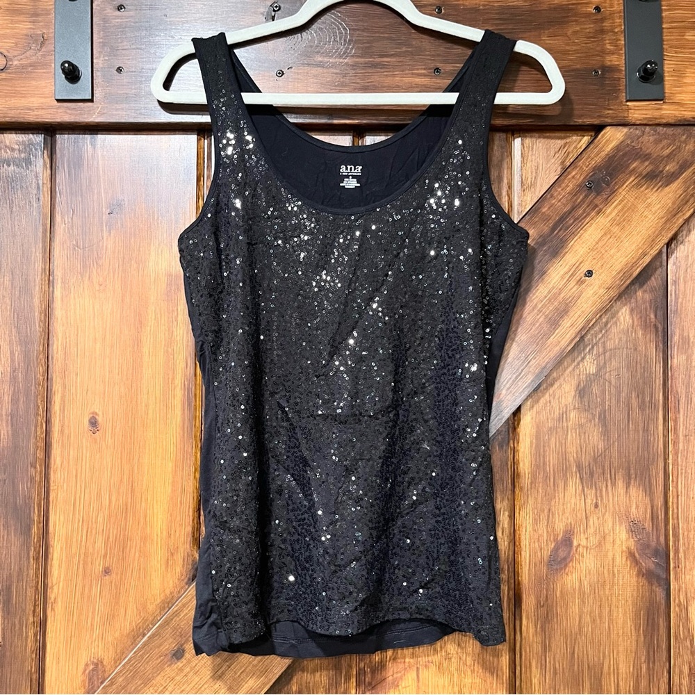 💎NWOT a.n.a sequin black tank top Fabulous! Size S Bust 34" B22💎